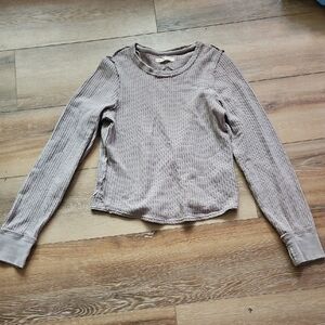 We The Free Ribbed Long Sleeve Top - Taupe